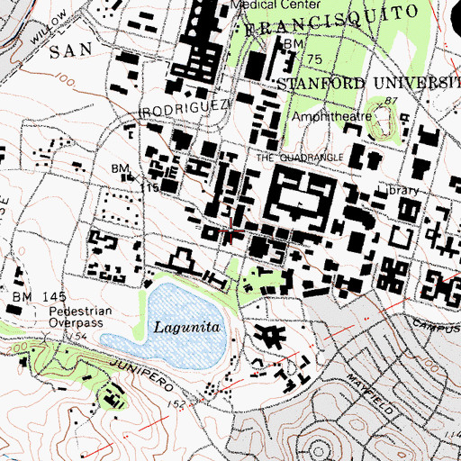 Topographic Map of Mitchell Hall, CA