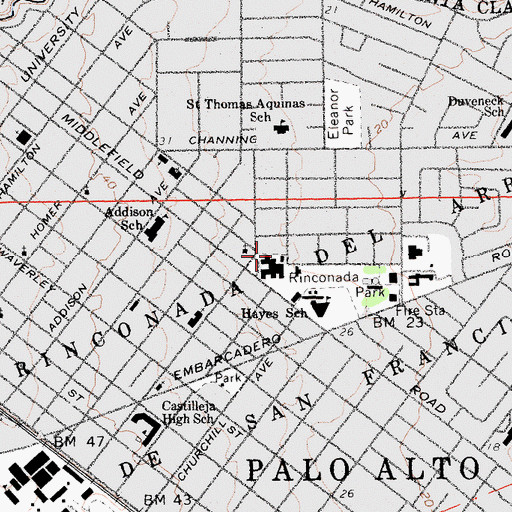 Topographic Map of Palo Alto Childrens Library, CA