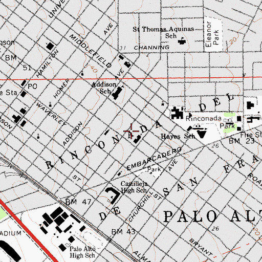 Topographic Map of Palo Alto Club, CA