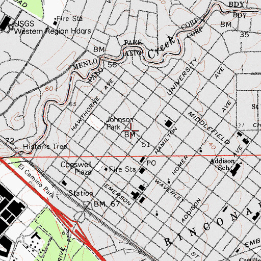 Topographic Map of Palo Alto Office Center, CA
