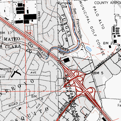 Topographic Map of Palo Alto Post Office, CA