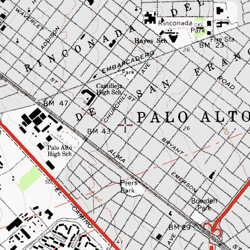 Topographic Map of Professorville, CA