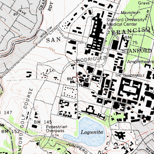Topographic Map of Redwood Hall, CA