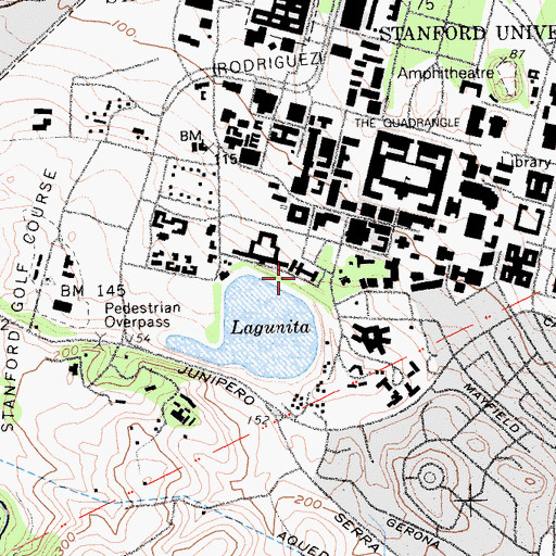 Topographic Map of Roble Hall, CA
