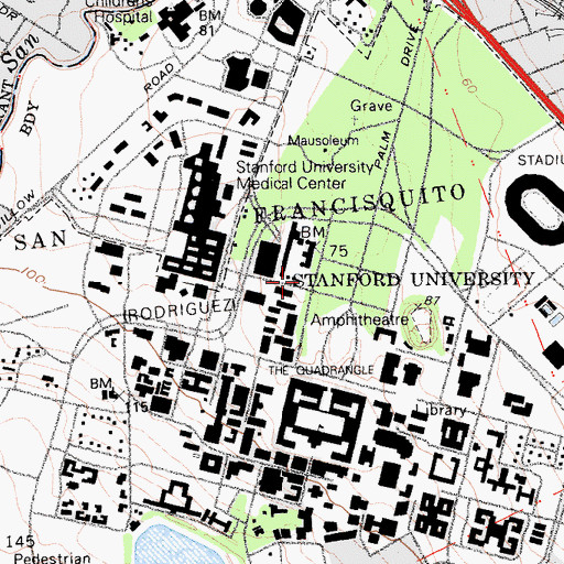 Topographic Map of Rodin Sculpture Garden, CA