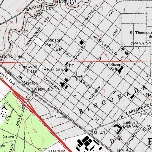 Topographic Map of Saint Thomas Aquinas Catholic Church, CA