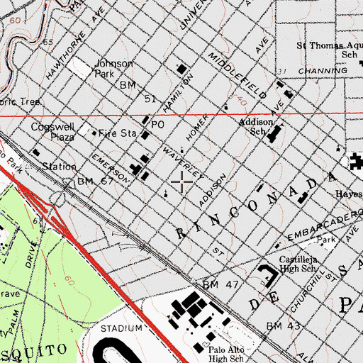 Topographic Map of Scott Park, CA