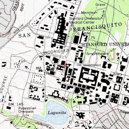 Topographic Map of Sequoia Hall, CA