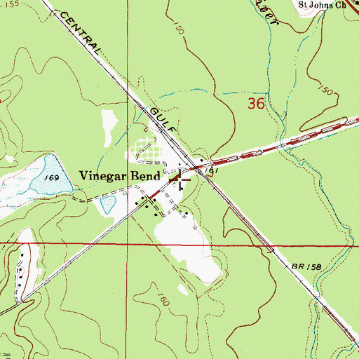 Topographic Map of Vinegar Bend Post Office, AL
