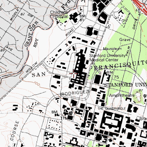 Topographic Map of Stanford Health Care - Stanford Hospital, CA