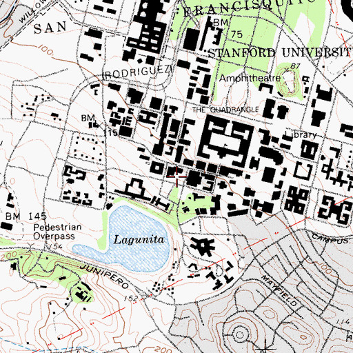 Topographic Map of Storke Hall, CA