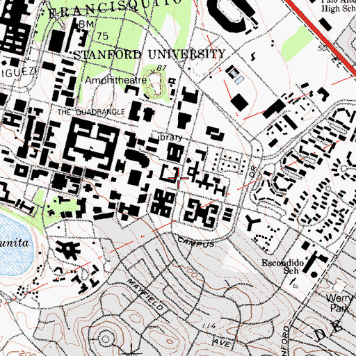 Topographic Map of Toyon Hall, CA