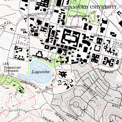 Topographic Map of Tresidder Memorial Union, CA