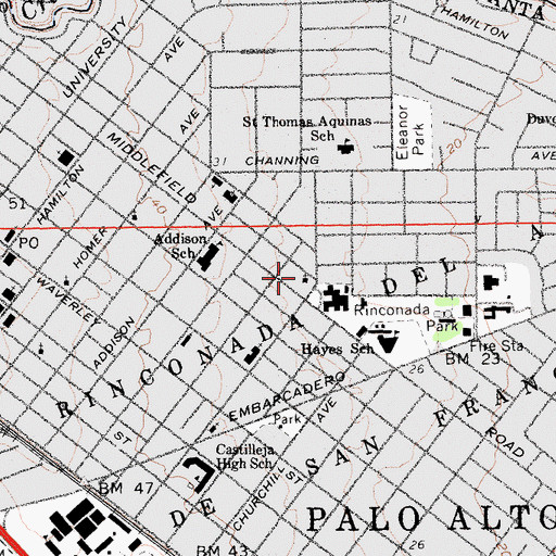 Topographic Map of Trinity Lutheran Church, CA