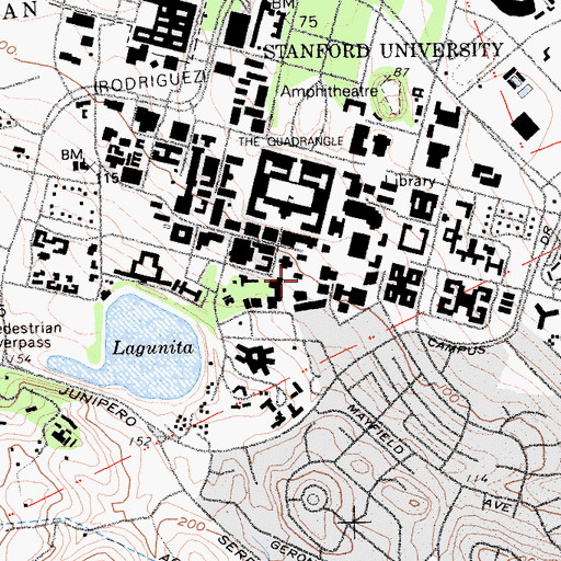 Topographic Map of White Memorial Plaza, CA