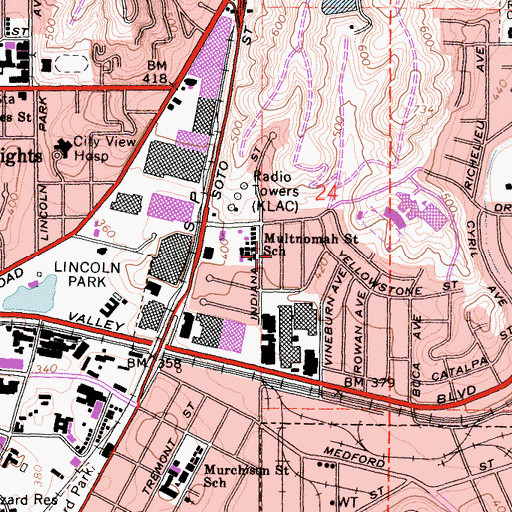 Topographic Map of Ascot Speedway (historical), CA