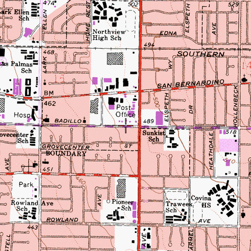 Topographic Map of Azusa Station (historical), CA