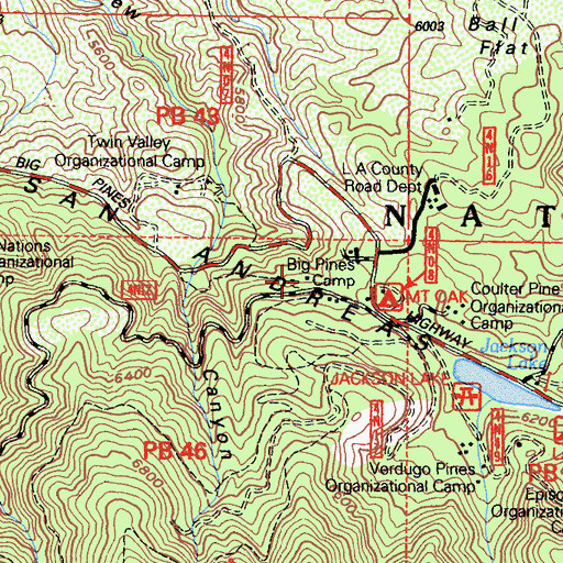 Topographic Map of Big Pines Camp, CA