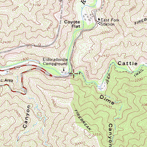 Topographic Map of Camp Bonita, CA
