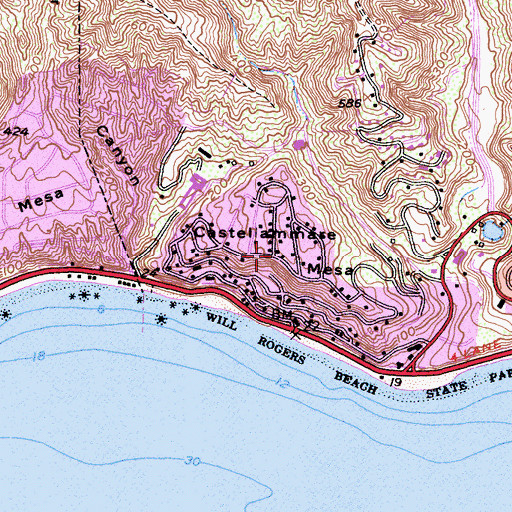 Topographic Map of Castellammare, CA