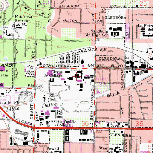 Topographic Map of Citrus Union High School, CA