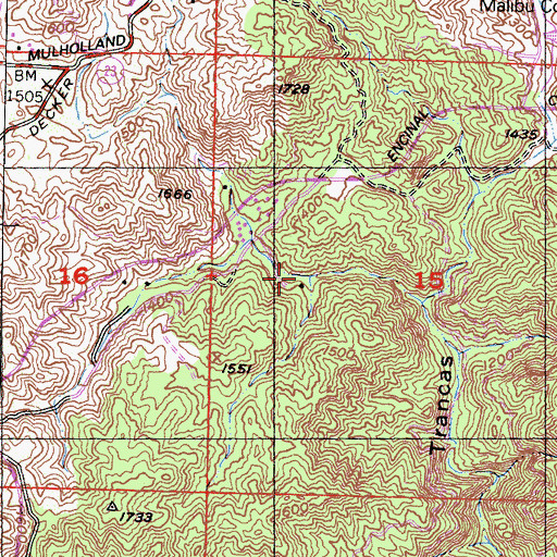 Topographic Map of Clark Ranch, CA