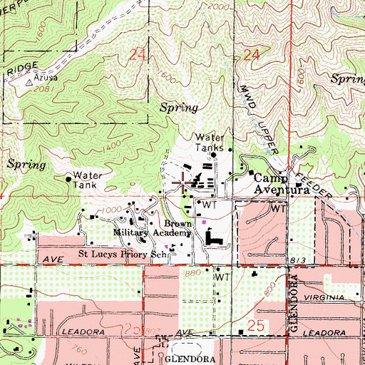 Topographic Map of Girls Collegiate School, CA