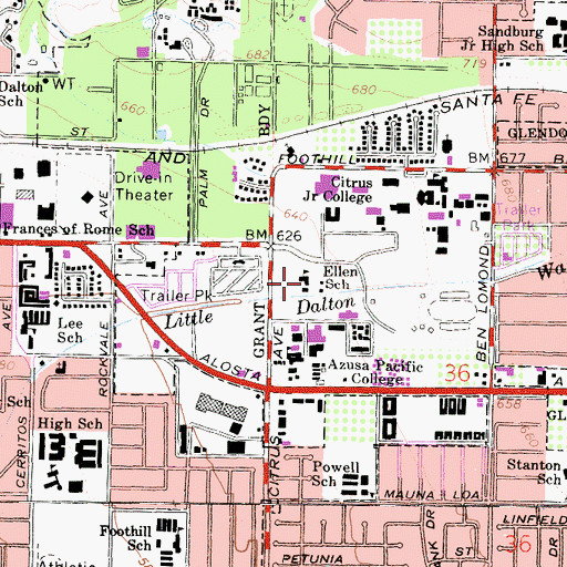 Topographic Map of La Rew School, CA