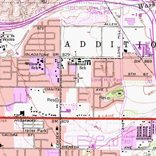 Topographic Map of Lone Hill Park, CA
