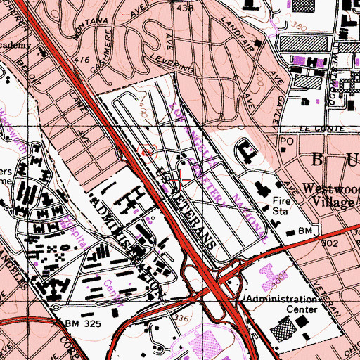 Topographic Map of Los Angeles National Cemetery, CA
