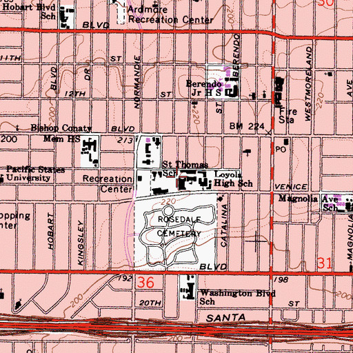 Topographic Map of Loyola College (historical), CA