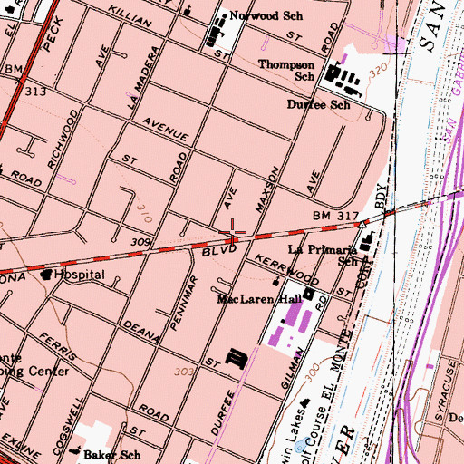 Topographic Map of Maxson, CA