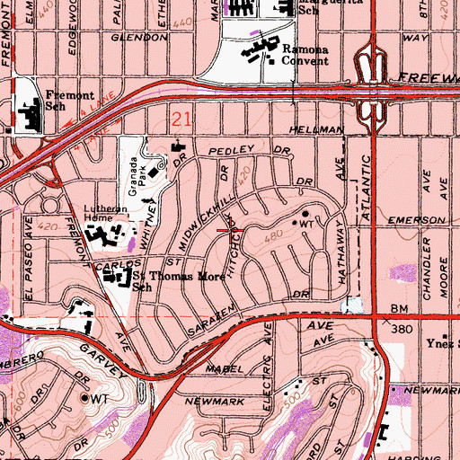 Topographic Map of Midwick Country Club (historical), CA