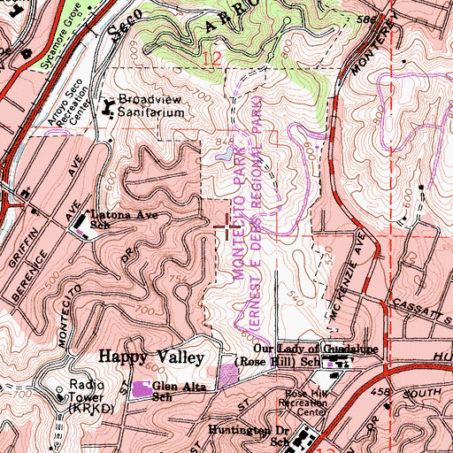 Topographic Map of Montecito Park, CA