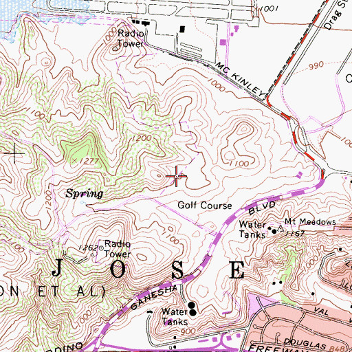Topographic Map of Mountain Meadows Country Club, CA