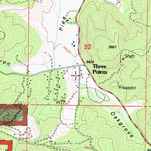 Topographic Map of Pine Canyon School, CA