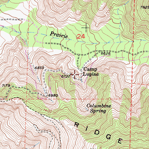 Topographic Map of Prairie Fork Guard Station (historical), CA