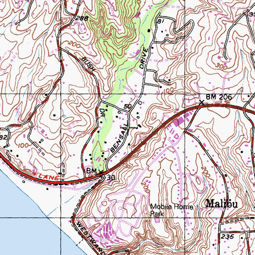Topographic Map of Rindge Ranch, CA