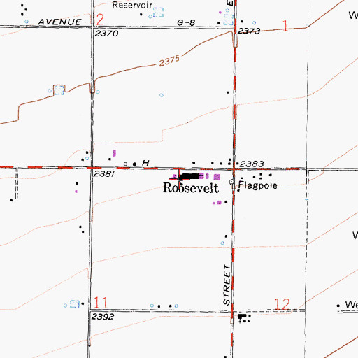 Topographic Map of East Side Elementary School, CA
