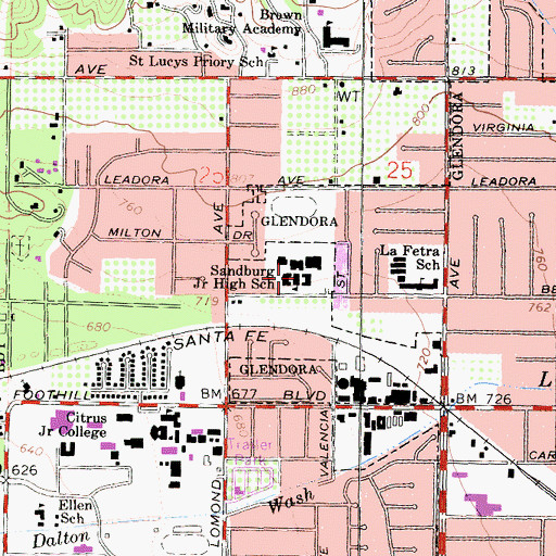 Topographic Map of Sierra Military Academy (historical), CA