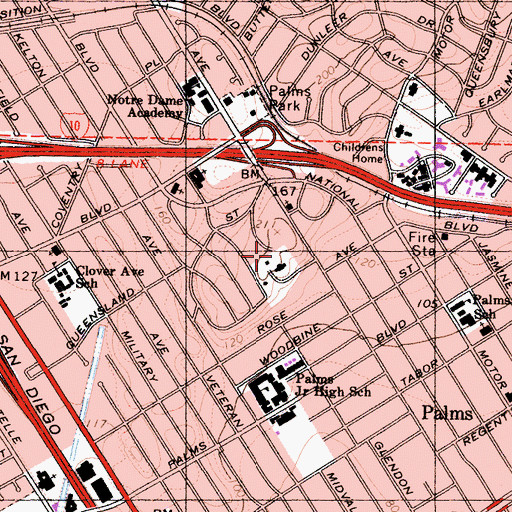 Topographic Map of Southern California Sanitarium (historical), CA