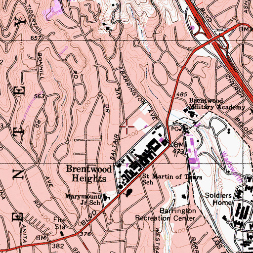 Topographic Map of Westgate Heights, CA