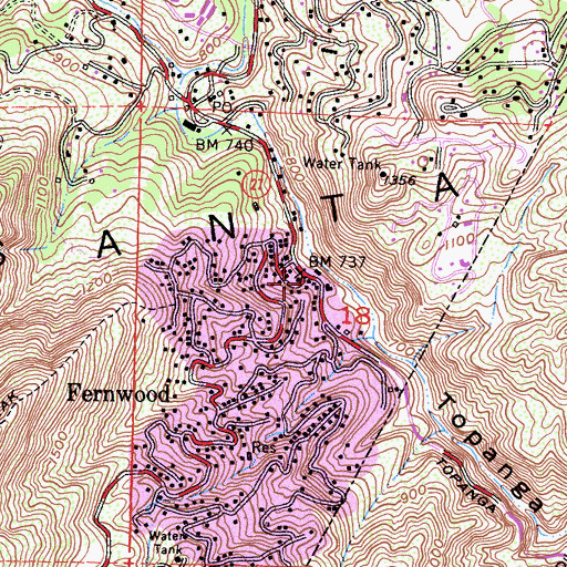Topographic Map of Wildwood, CA