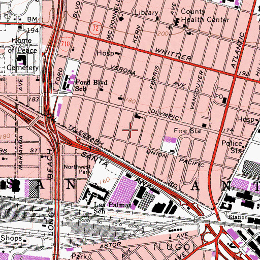 Topographic Map of Winter Gardens, CA