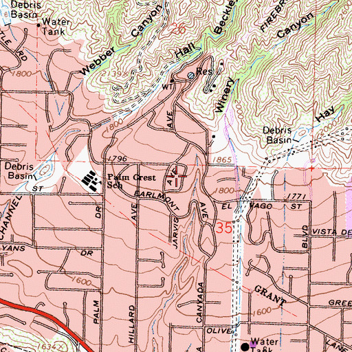 Topographic Map of Altacanyada, CA