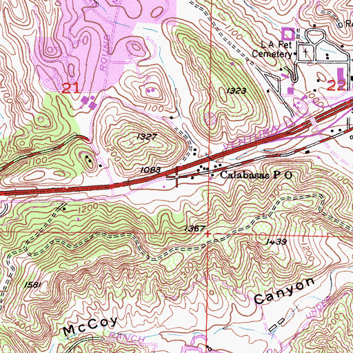 Topographic Map of Calabasas School (historical), CA