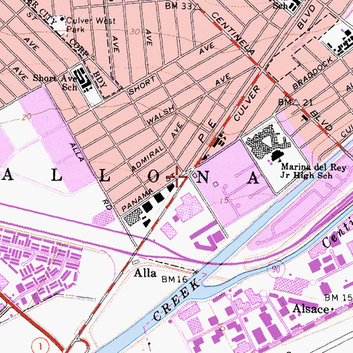 Topographic Map of Del Ray, CA