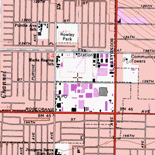 Topographic Map of Gardena Valley Airport (historical), CA