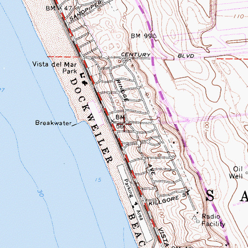 Topographic Map of Palisades Del Rey (historical), CA