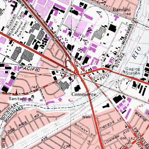 Topographic Map of Rio Hondo, CA